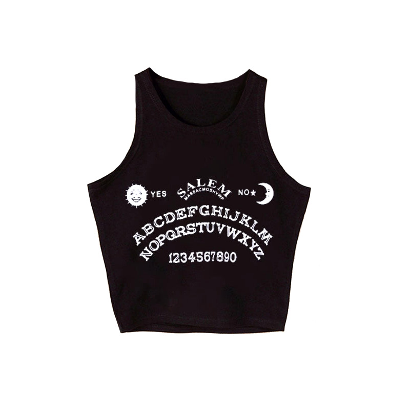 Y2K Grunge Ouija Board Crop Top - Retro 90s Summer Outfit, Gothic Y2K Fashion
