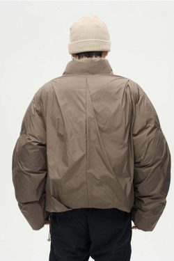 Y2K Grunge Overlapped Puffer Jacket - Retro 90s Fashion, Summer Y2K Outfits, Gothic Y2K Style