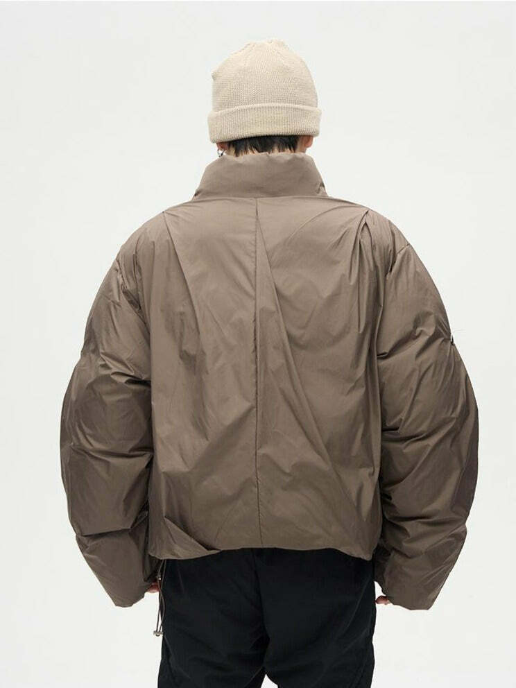 Y2K Grunge Overlapped Puffer Jacket - Retro 90s Fashion, Summer Y2K Outfits, Gothic Y2K Style