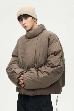 Y2K Grunge Overlapped Puffer Jacket - Retro 90s Fashion, Summer Y2K Outfits, Gothic Y2K Style