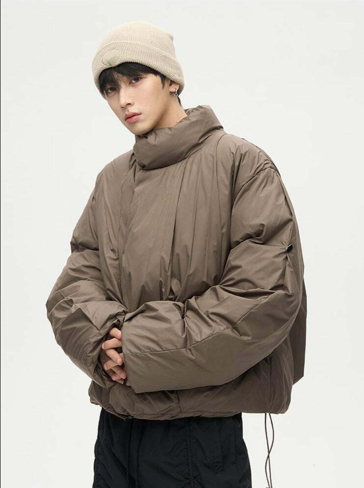 Y2K Grunge Overlapped Puffer Jacket - Retro 90s Fashion, Summer Y2K Outfits, Gothic Y2K Style