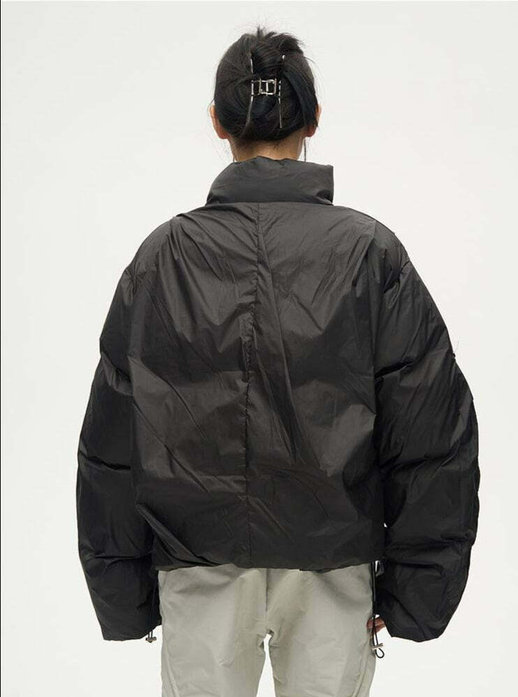 Y2K Grunge Overlapped Puffer Jacket - Retro 90s Fashion, Summer Y2K Outfits, Gothic Y2K Style
