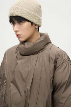 Y2K Grunge Overlapped Puffer Jacket - Retro 90s Fashion, Summer Y2K Outfits, Gothic Y2K Style