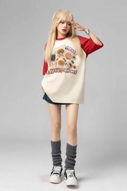 Y2K Grunge Oversize T-Shirt - Cute Meme Cats | 90s Retro Summer Outfit