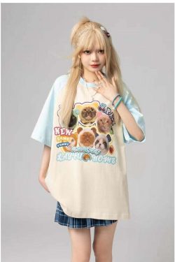 Y2K Grunge Oversize T-Shirt - Cute Meme Cats | 90s Retro Summer Outfit