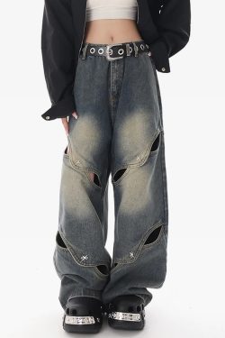 Y2K Grunge Oversized Baggy Jeans - Retro 90s Fashion, Summer Y2K Outfits, Hip Hop Style