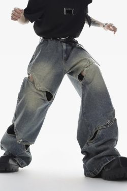 Y2K Grunge Oversized Baggy Jeans - Retro 90s Fashion, Summer Y2K Outfits, Hip Hop Style