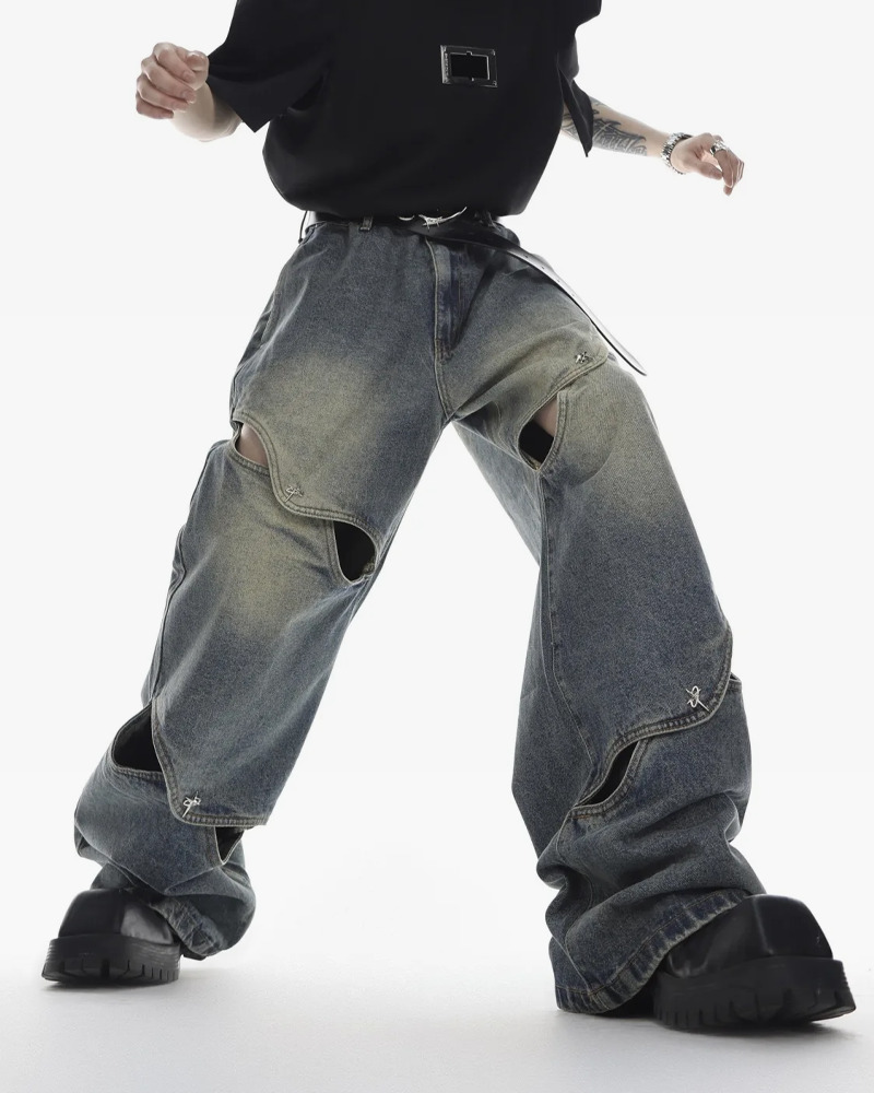 Y2K Grunge Oversized Baggy Jeans - Retro 90s Fashion, Summer Y2K Outfits, Hip Hop Style
