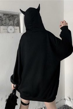 Y2K Grunge Oversized Black Zip Up Hoodie - 90s Fashion, Retro Style, Y2K Summer Outfits
