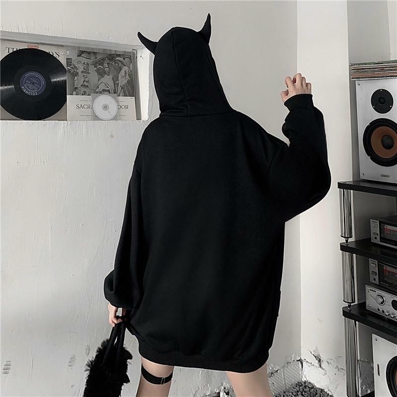 Y2K Grunge Oversized Black Zip Up Hoodie - 90s Fashion, Retro Style, Y2K Summer Outfits