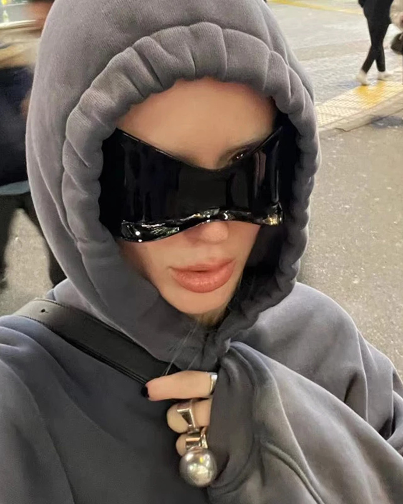 Y2K Grunge Oversized Futuristic Sunglasses - Retro 90s Fashion, Y2K Club & Party Outfits