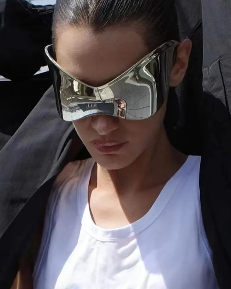 Y2K Grunge Oversized Futuristic Sunglasses - Retro 90s Fashion, Y2K Club & Party Outfits