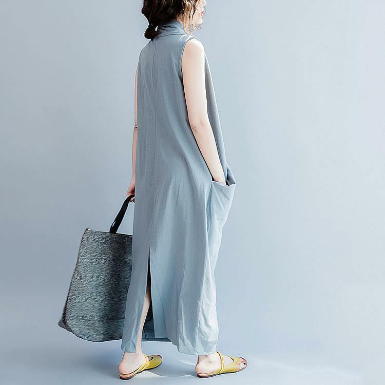 Y2K Grunge Oversized Gray Cotton Maxi Dress - Retro 90s Summer Outfit for Casual Travel
