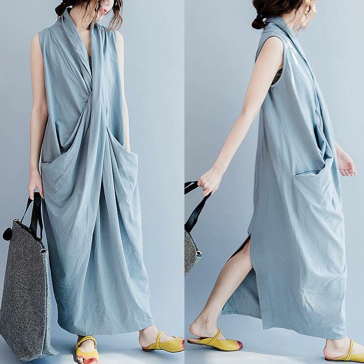 Y2K Grunge Oversized Gray Cotton Maxi Dress - Retro 90s Summer Outfit for Casual Travel