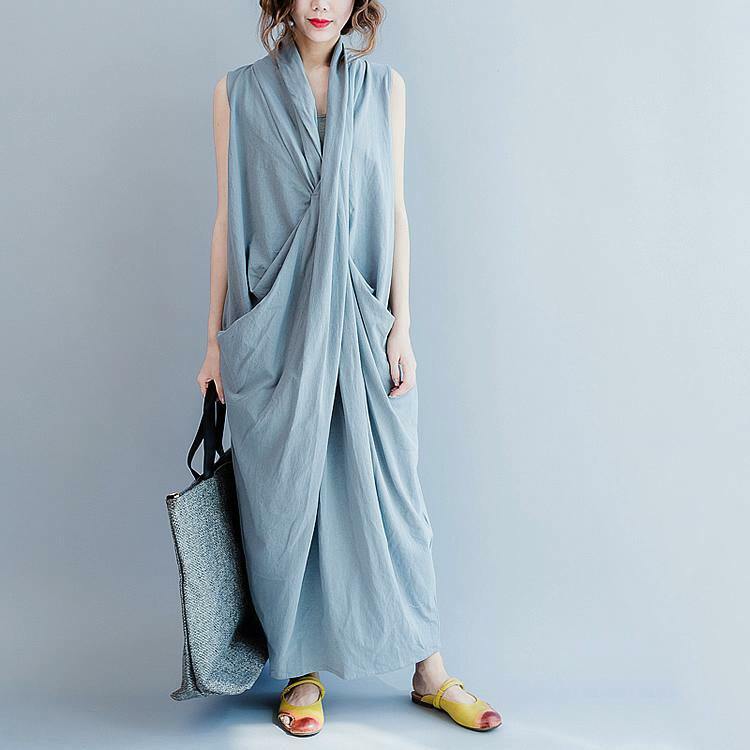 Y2K Grunge Oversized Gray Cotton Maxi Dress - Retro 90s Summer Outfit for Casual Travel
