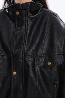 Y2K Grunge Oversized Leather Jacket - Retro 90s Fashion, Summer Outfits, and Club Looks