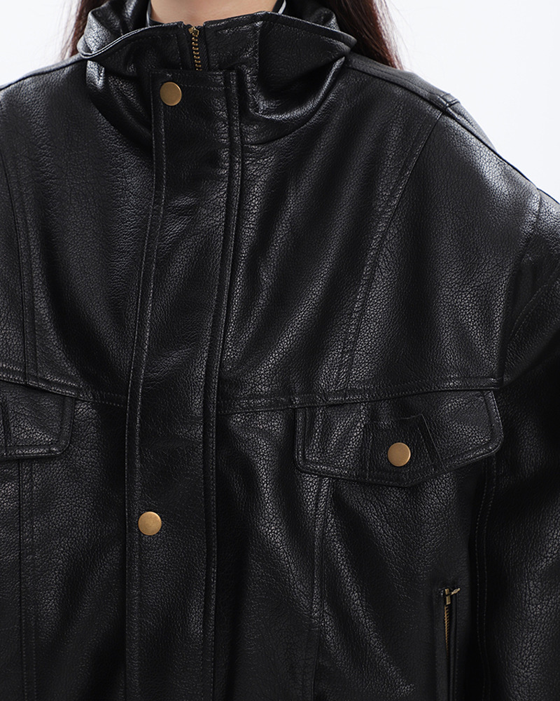 Y2K Grunge Oversized Leather Jacket - Retro 90s Fashion, Summer Outfits, and Club Looks