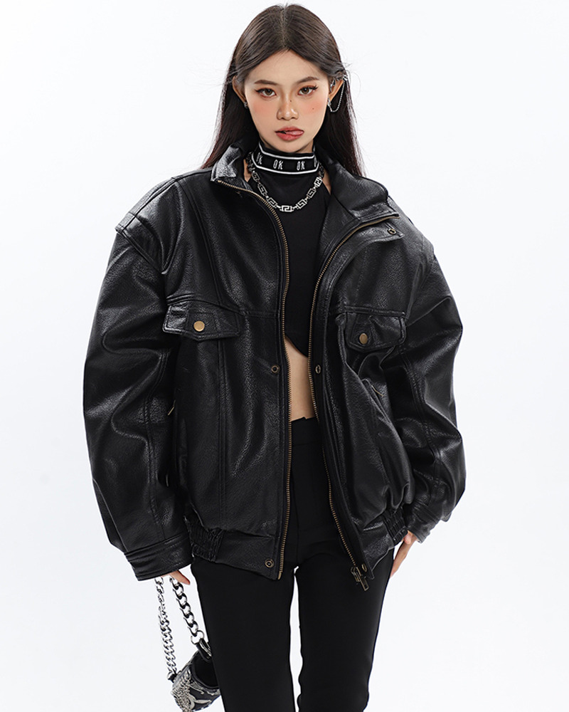 Y2K Grunge Oversized Leather Jacket - Retro 90s Fashion, Summer Outfits, and Club Looks