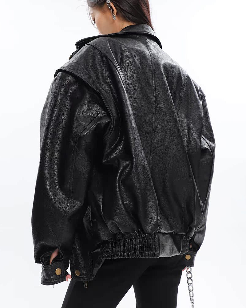 Y2K Grunge Oversized Leather Jacket - Retro 90s Fashion, Summer Outfits, and Club Looks