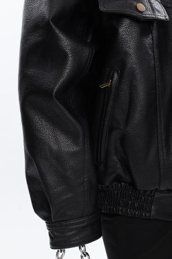 Y2K Grunge Oversized Leather Jacket - Retro 90s Fashion, Summer Outfits, and Club Looks