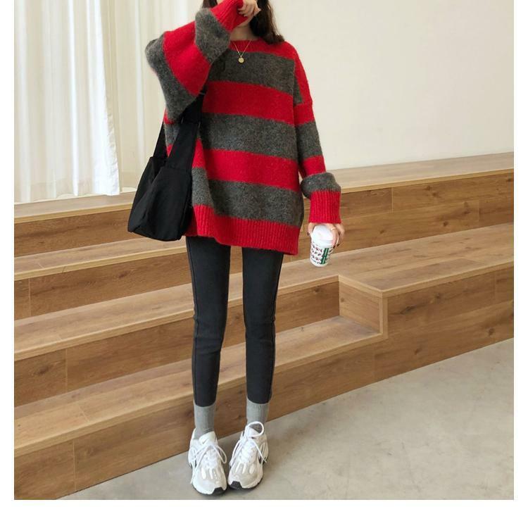 Y2K Grunge Oversized Striped Sweater - 90s Retro Fashion, Summer & Party Outfits
