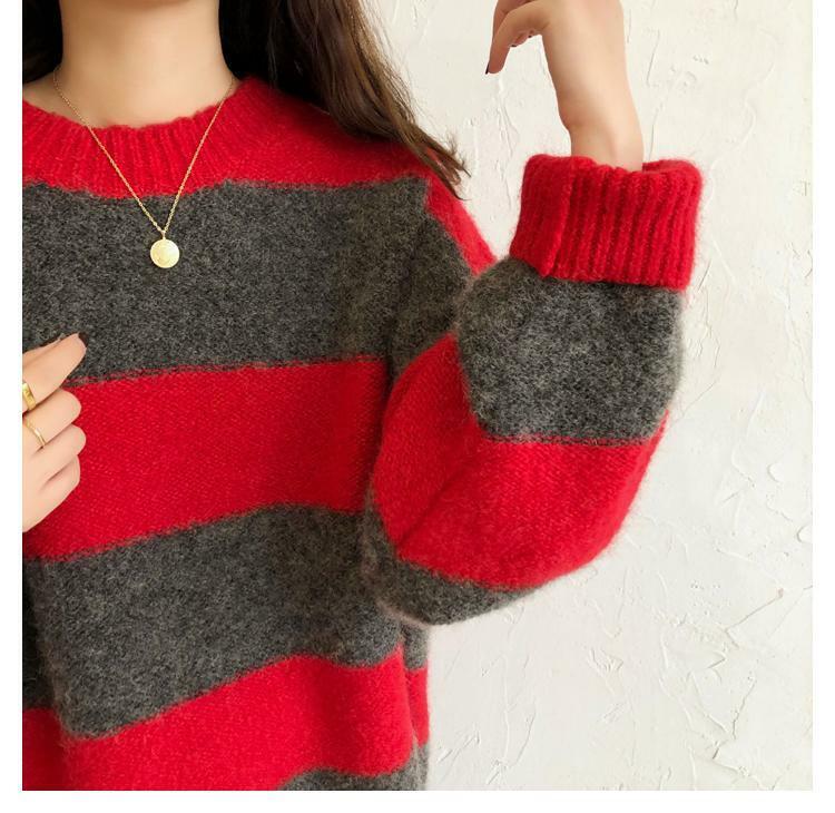 Y2K Grunge Oversized Striped Sweater - 90s Retro Fashion, Summer & Party Outfits