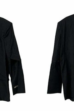 Y2K Grunge Padded Shoulder Pin-Buckle Blazer - Retro 90s Summer Outfit for Women