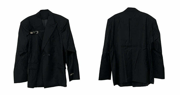 Y2K Grunge Padded Shoulder Pin-Buckle Blazer - Retro 90s Summer Outfit for Women