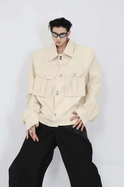 Y2K Grunge Padded Shoulders Jacket - Retro 90s Fashion, Summer Y2K Outfits, Gothic Y2K Style