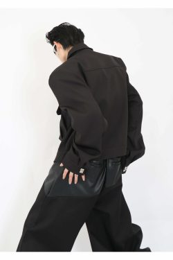 Y2K Grunge Padded Shoulders Jacket - Retro 90s Fashion, Summer Y2K Outfits, Gothic Y2K Style