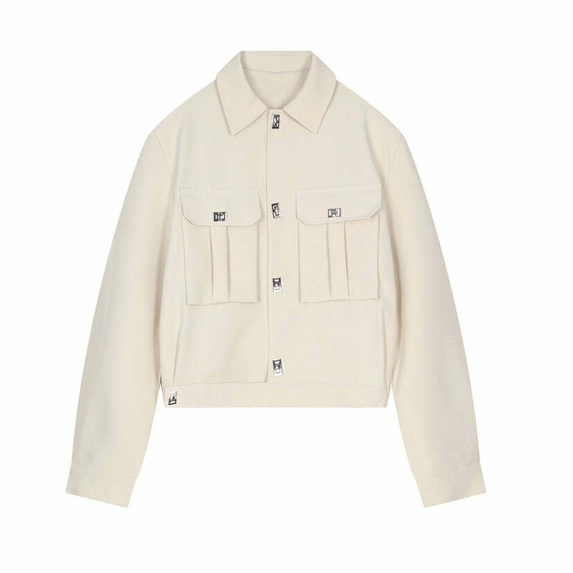 Y2K Grunge Padded Shoulders Jacket - Retro 90s Fashion, Summer Y2K Outfits, Gothic Y2K Style