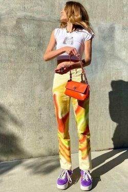 Y2K Grunge Paisley Pants - Retro 90s Summer Outfit, Perfect for Y2K Parties & Clubbing