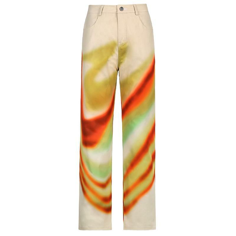 Y2K Grunge Paisley Pants - Retro 90s Summer Outfit, Perfect for Y2K Parties & Clubbing