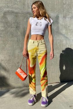 Y2K Grunge Paisley Pants - Retro 90s Summer Outfit, Perfect for Y2K Parties & Clubbing
