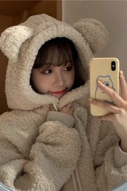 Y2K Grunge Panda Hoodie with Ears - Retro 90s Fashion, Pastel Goth, Y2K Outfits