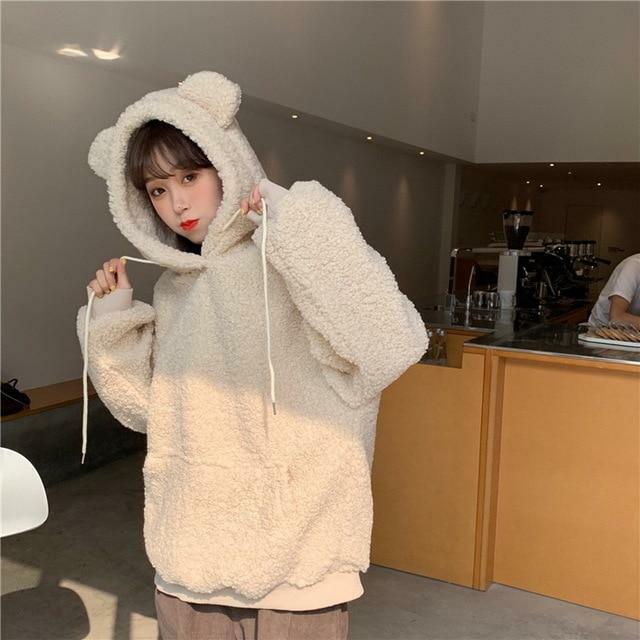 Y2K Grunge Panda Hoodie with Ears - Retro 90s Fashion, Pastel Goth, Y2K Outfits
