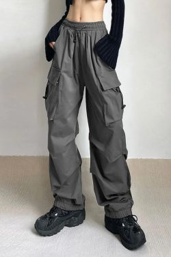 Y2K Grunge Parachute Cargo Pants - 90s Retro Summer Outfit, Y2K Club & Party Fashion