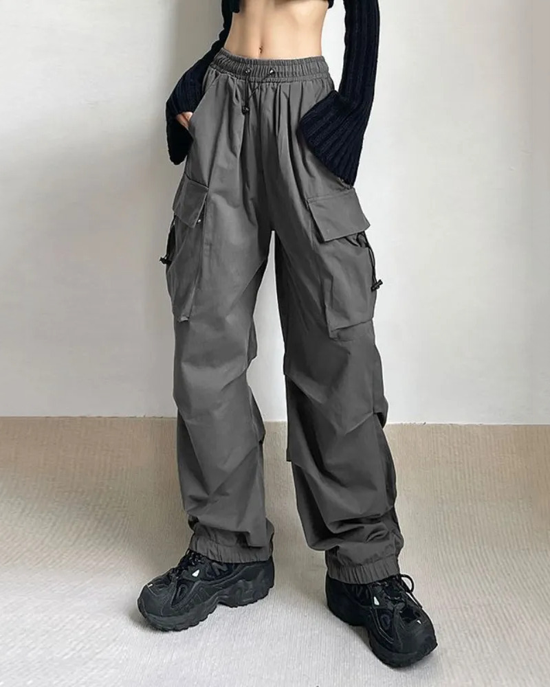 Y2K Grunge Parachute Cargo Pants - 90s Retro Summer Outfit, Y2K Club & Party Fashion