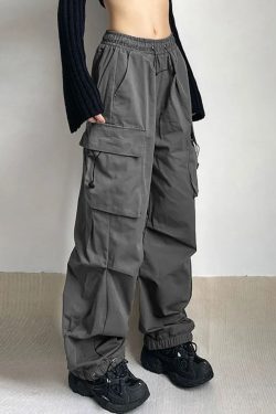 Y2K Grunge Parachute Cargo Pants - 90s Retro Summer Outfit, Y2K Club & Party Fashion