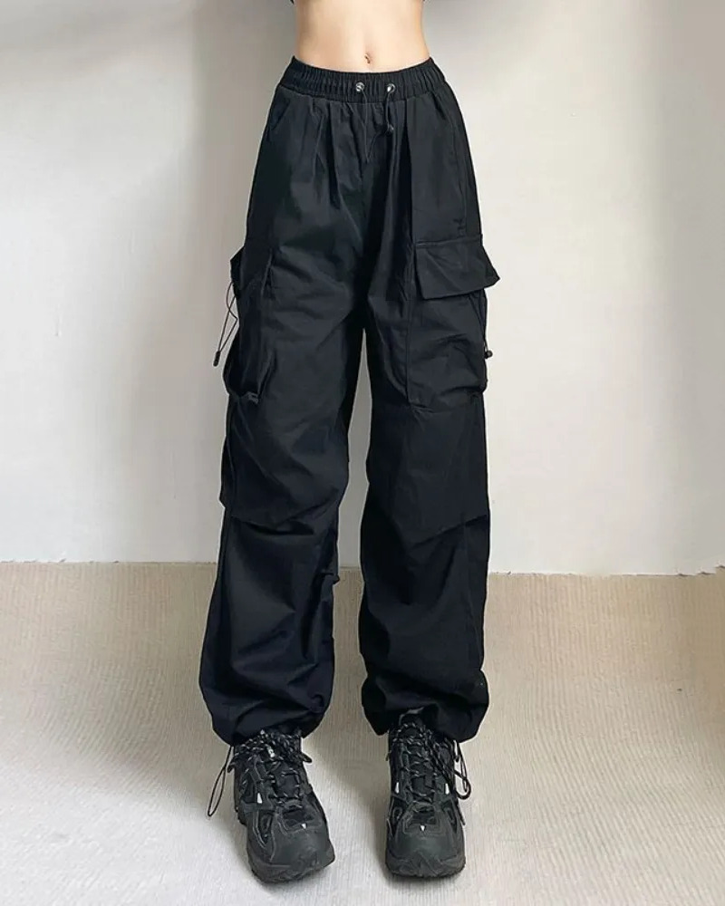 Y2K Grunge Parachute Cargo Pants - 90s Retro Summer Outfit, Y2K Club & Party Fashion