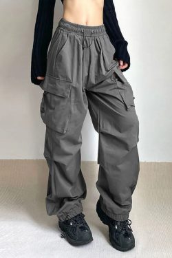 Y2K Grunge Parachute Cargo Pants - 90s Retro Summer Outfit, Y2K Club & Party Fashion