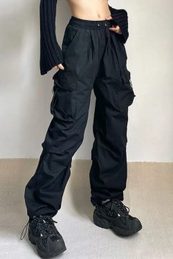 Y2K Grunge Parachute Cargo Pants - 90s Retro Summer Outfit, Y2K Club & Party Fashion