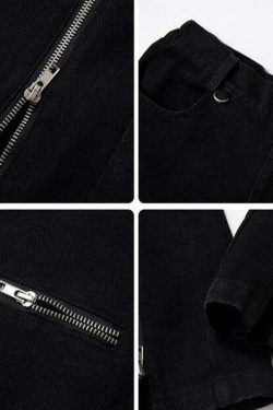Y2K Grunge Parallel Zip Jeans - 90s Retro Style, Summer Outfits, Hip Hop Fashion