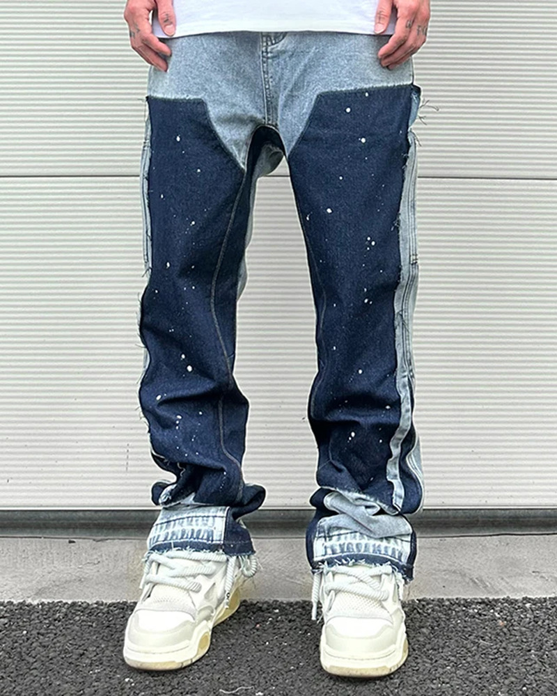 Y2K Grunge Patchwork Jeans - Retro 90s Hip Hop Fashion, Summer Y2K Outfits, Gothic Y2K Style