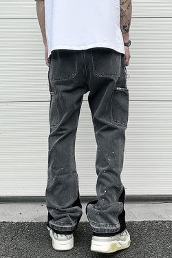 Y2K Grunge Patchwork Jeans - Retro 90s Hip Hop Fashion, Summer Y2K Outfits, Gothic Y2K Style