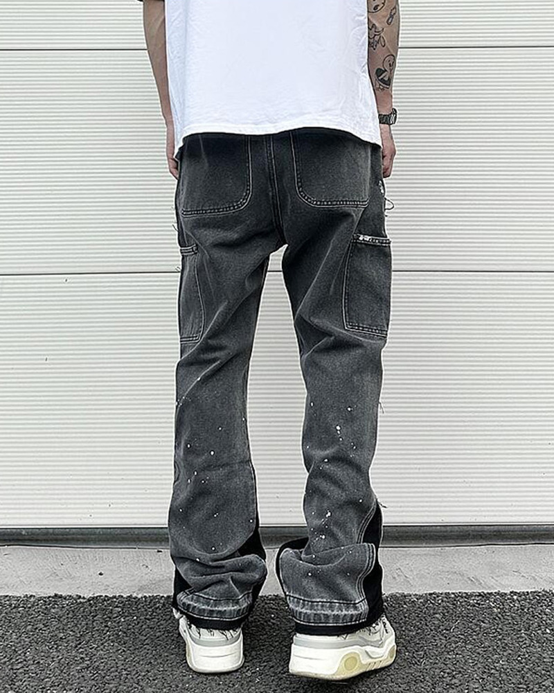 Y2K Grunge Patchwork Jeans - Retro 90s Hip Hop Fashion, Summer Y2K Outfits, Gothic Y2K Style