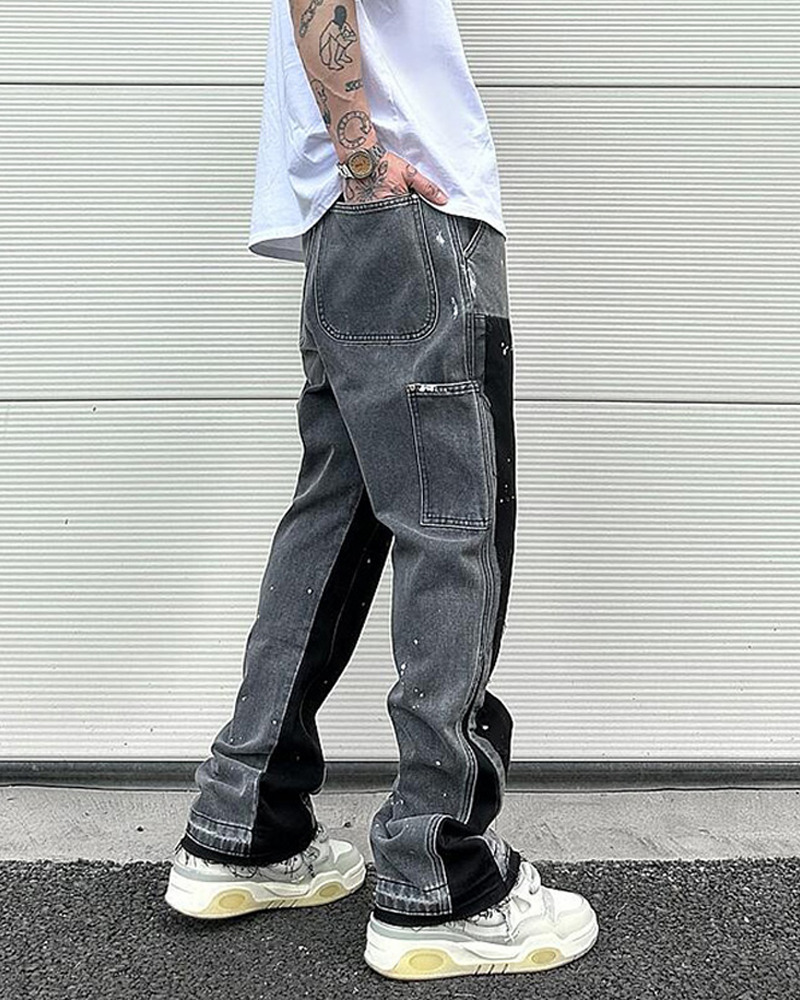 Y2K Grunge Patchwork Jeans - Retro 90s Hip Hop Fashion, Summer Y2K Outfits, Gothic Y2K Style