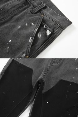 Y2K Grunge Patchwork Jeans - Retro 90s Hip Hop Fashion, Summer Y2K Outfits, Gothic Y2K Style