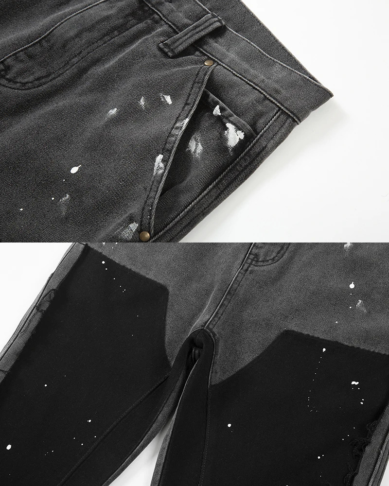 Y2K Grunge Patchwork Jeans - Retro 90s Hip Hop Fashion, Summer Y2K Outfits, Gothic Y2K Style
