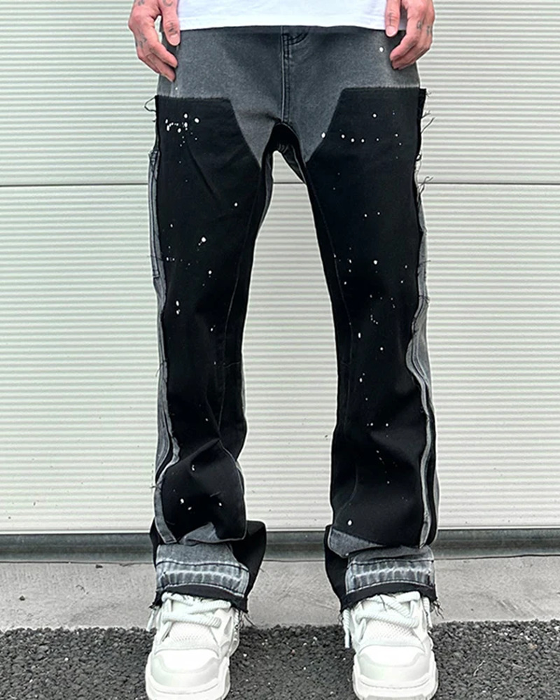 Y2K Grunge Patchwork Jeans - Retro 90s Hip Hop Fashion, Summer Y2K Outfits, Gothic Y2K Style